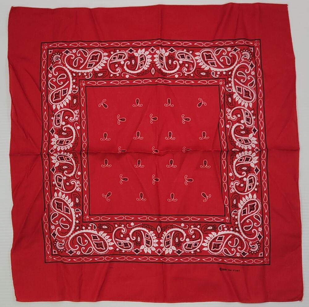 I9) Tan's Club Paisley Print Red Scarf Cotton Bandana 21 x 22